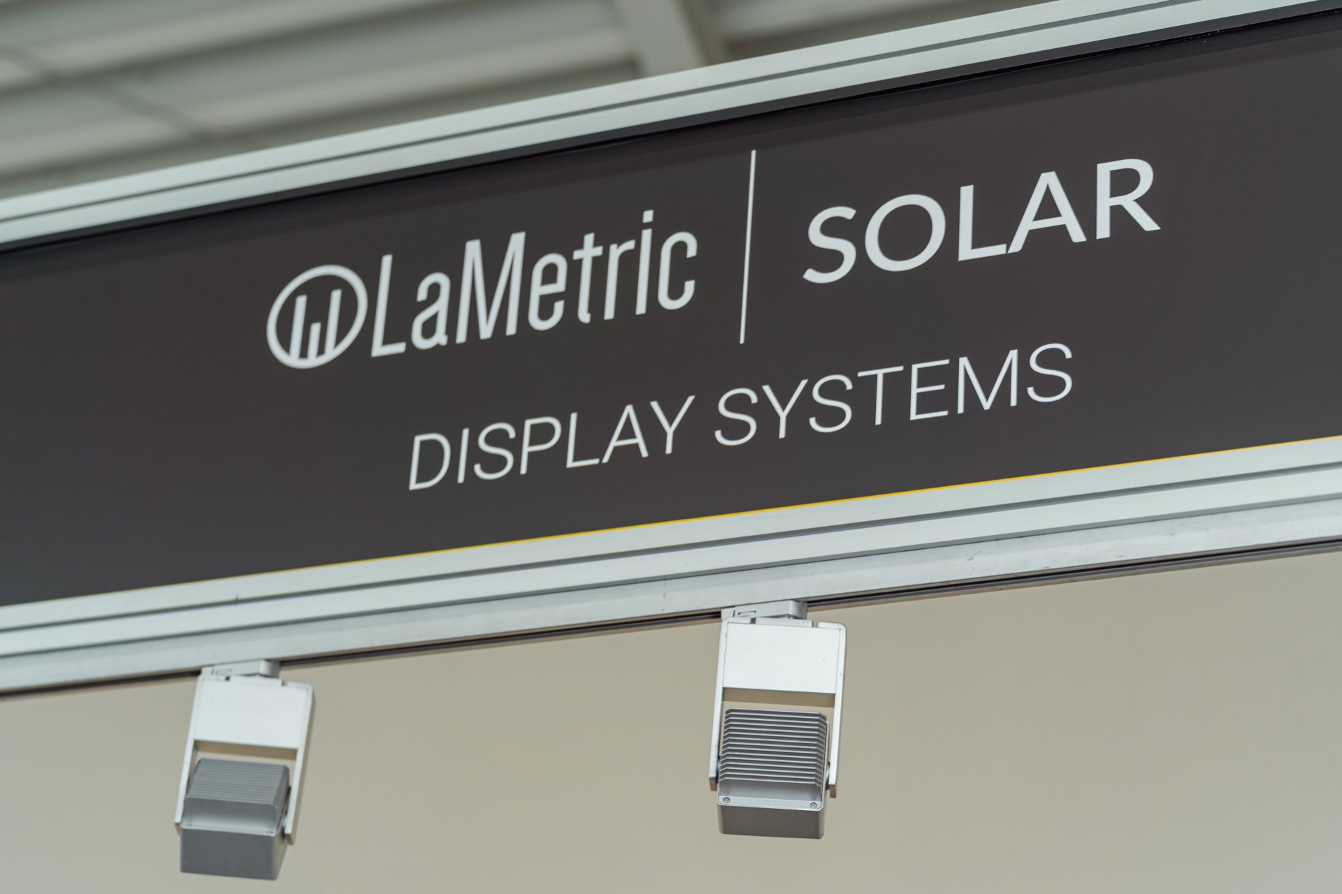 LaMetric Solar Display Systems booth sign