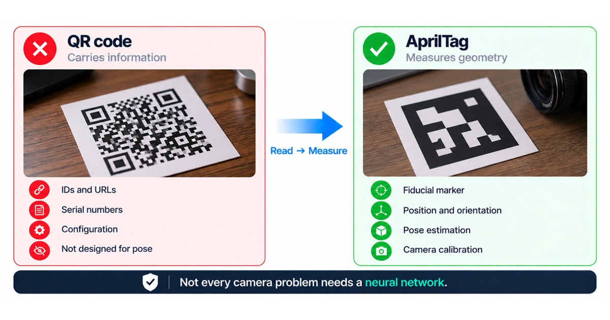 QR code vs AprilTag: information vs machine vision
