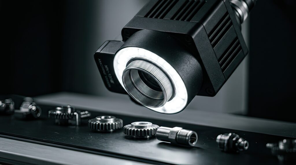 Industrial Machine Vision Camera Inspecting Metal Parts on C