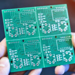 Green system board with microchips and transistors Engineer